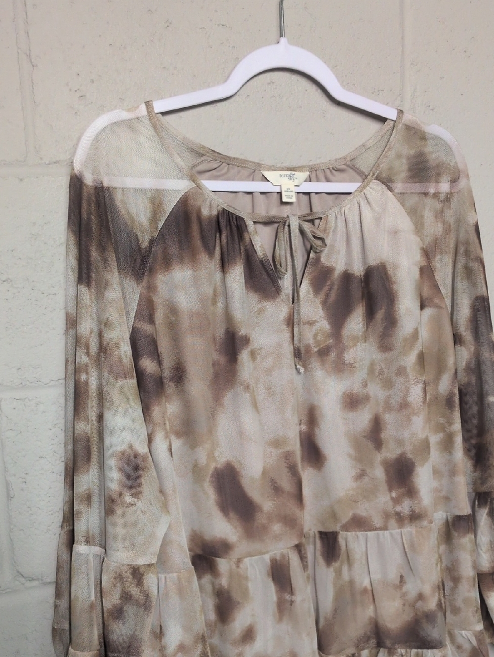 Women's Plus Size Tiered Stretchy Mesh Lined Peasant Boho Shirt Size 2X, NWOT - Picture 4 of 9
